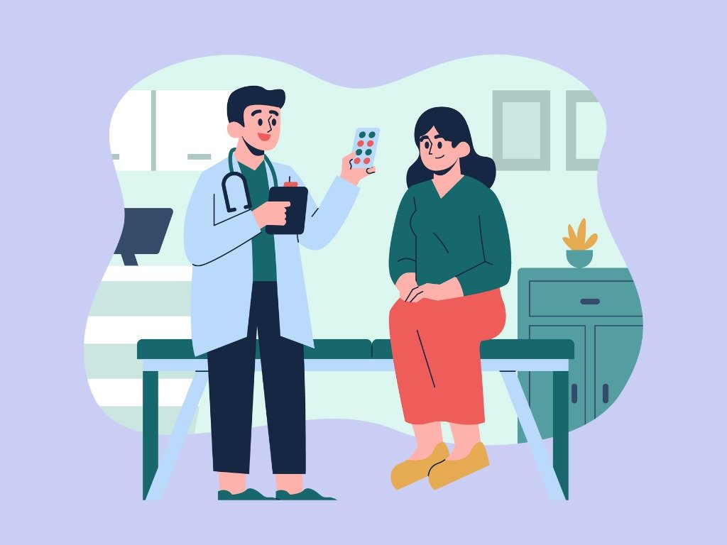 Doctor using tablet to access digital patient records in a modern clinic environment